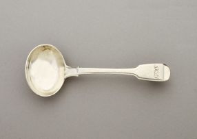 A Cape silver Fiddle pattern sauce ladle, William Moore, 19th century