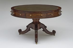 A Victorian rosewood drum-top library table