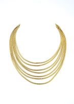 Italian 18ct gold seven strand necklace