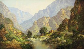 Gabriel de Jongh; River Through a Valley