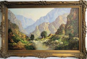 Gabriel de Jongh; River Through a Valley