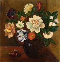 Pranas Domsaitis; Still Life of Flowers in a Vase