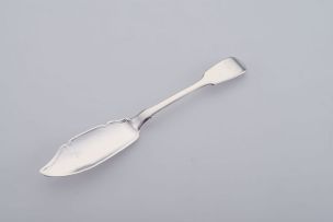 A Cape silver Fiddle pattern butter knife, William Moore, mid 19th century