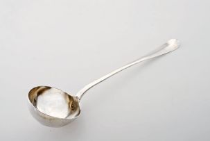 A Cape silver Old English pattern soup ladle, unknown maker's mark 'HNS', 19th century
