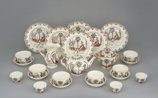 An assembled part set of Dutch-decorated Leeds creamware, circa 1775-1780
