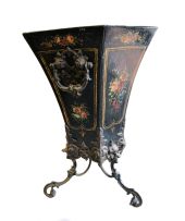 A tôle and metal-mounted jardinière, 19th century
