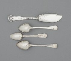Two Cape silver Old English pattern teaspoons, J de Jongh, 19th century