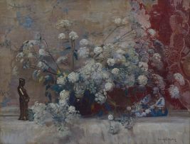 Frans Oerder; Still Life with Cow Parsley and Oriental Figures
