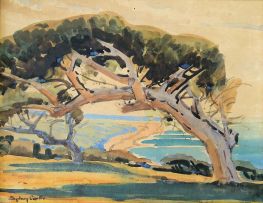 Sydney Carter; Windswept Tree, Beach Beyond