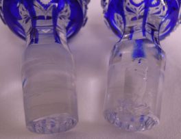 Two Bohemian cobalt-overlaid and glass scent bottles, circa 1900
