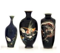 A Japanese cloisonné enamel vase, Meiji Period