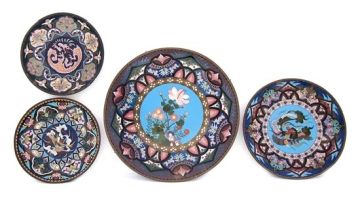 A group of four Japanese cloisonné enamel plates
