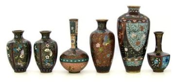 A group of Japanese cloisonné enamel vases