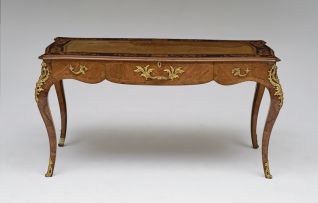 A Louis XV style walnut and marquetry desk, late 19th/early 20th century