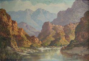 Gabriel de Jongh; Mountainous Stream