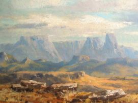 Otto Klar; Extensive Landscape, Mountains Beyond