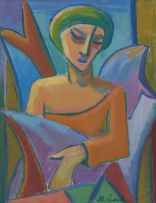 Maggie Laubser; Composition with Abstract Motifs and Figure