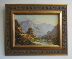 Gabriel de Jongh; Stream Through a Mountainous Landscape