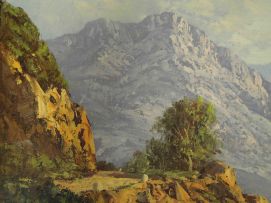 Gabriel de Jongh; Stream Through a Mountainous Landscape