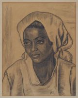 Maggie Laubser; Portrait of a Woman with Head Scarf