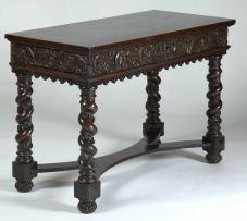 An oak side table table, possibly late 19th century and later