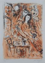 Marc Chagall; Couple à l'Éventail (Mourlot 385)