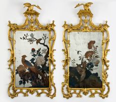 A pair of Chinese reverse painted mirrors, late 18th/early 19th century
