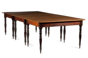 A Cape yellowwood and stinkwood extending dining table, 19th century