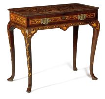 A Dutch marquetry and walnut silver table, 19th century