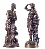 A bronze figure of a maiden, Eutrope Bouret (1833-1906)