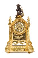 A gilt-metal and bronzed clock garniture, late 19th century