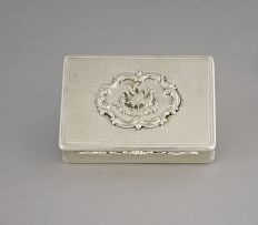 A George IV silver snuff box, unidentified maker IWG, London, 1828