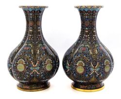 A pair of Chinese cloisonné enamel vases