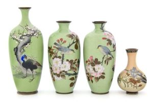 A pair of Japanese cloisonné enamel vases