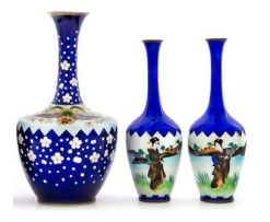 A Japanese cloisonné and ginbari enamel vase
