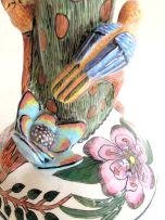 Ardmore Ceramic Studio; Standing Vessel with Leopards, Birds and Flowers
