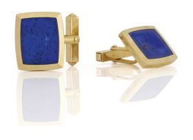 Pair of lapis lazuli and gold cufflinks