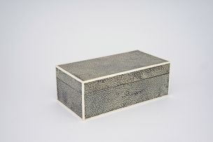 An Art Deco shagreen and ivory cigarette box