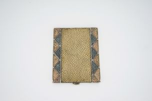 An Art Deco silver-mounted shagreen and gilt-metal cigarette case