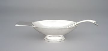 A Christofle silver-plate sauce boat and ladle designed by Christian Fjerdingstad (1891-1962)