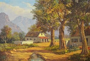 Gabriel de Jongh; Cottages in a Mountain Landscape