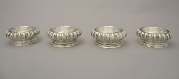 Two pairs of Victorian silver salts, Richard Sibley II, London 1857 and 1861