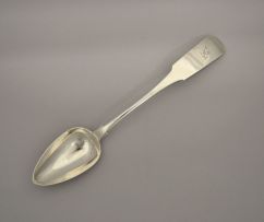 An Irish Fiddle pattern stuffing spoon, Samuel Neville, Dublin, 1829