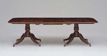 A mahogany twin-pedestal table, 19th century
