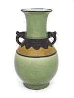 A Chinese green and 'bronzed' glazed vase, Qing Dynasty, 19th century