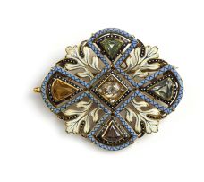 Diamond, enamel and gem-set pendant/brooch, Carlo Giuliano, late 19th century