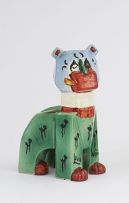 A Louis Wain 'The Lucky Haw-Haw Cat' pottery spill vase, circa 1920
