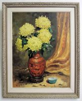 Carlo Sdoya; Still Life with Yellow Chrysanthemums