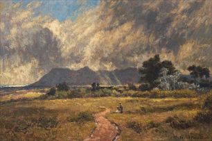 Edward Roworth; Sunshine and Showers, Muizenberg Mountain from Wynberg