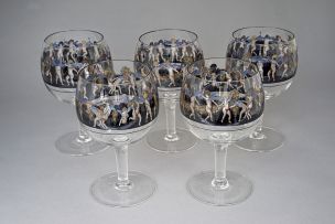 Five Vetri Della Arte (Vedar) goblets, circa 1925